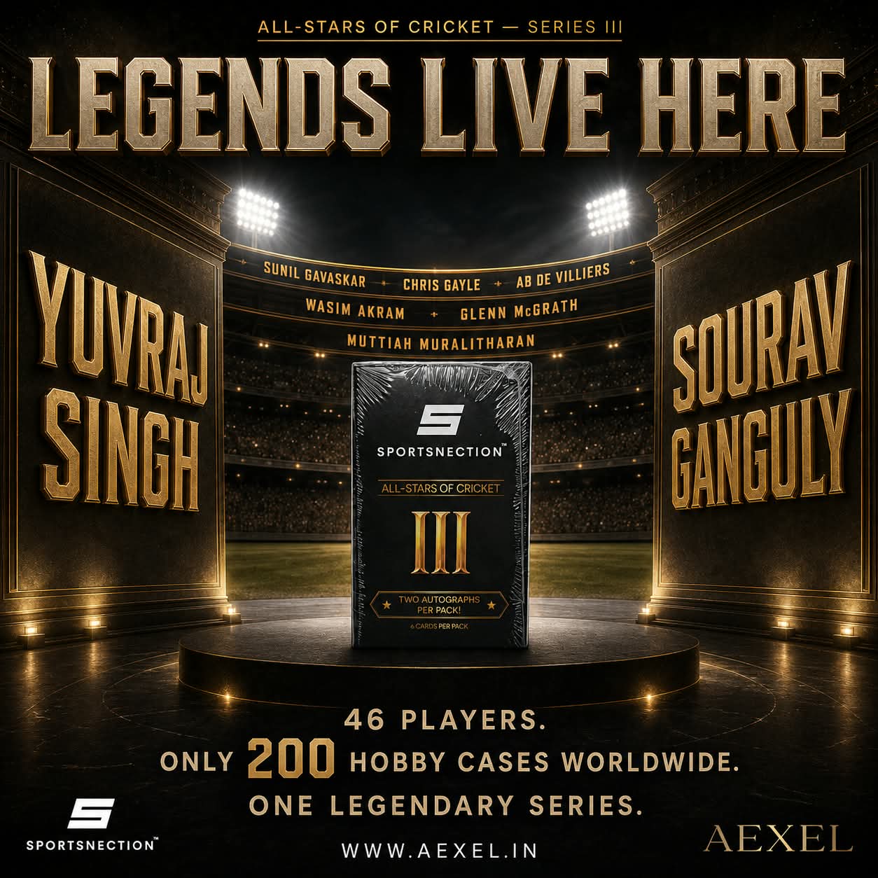 Sportsnection Series 3 All Stars of Cricket Hobby Box 2026 Official Cricket Trading Cards (5 Boxes)