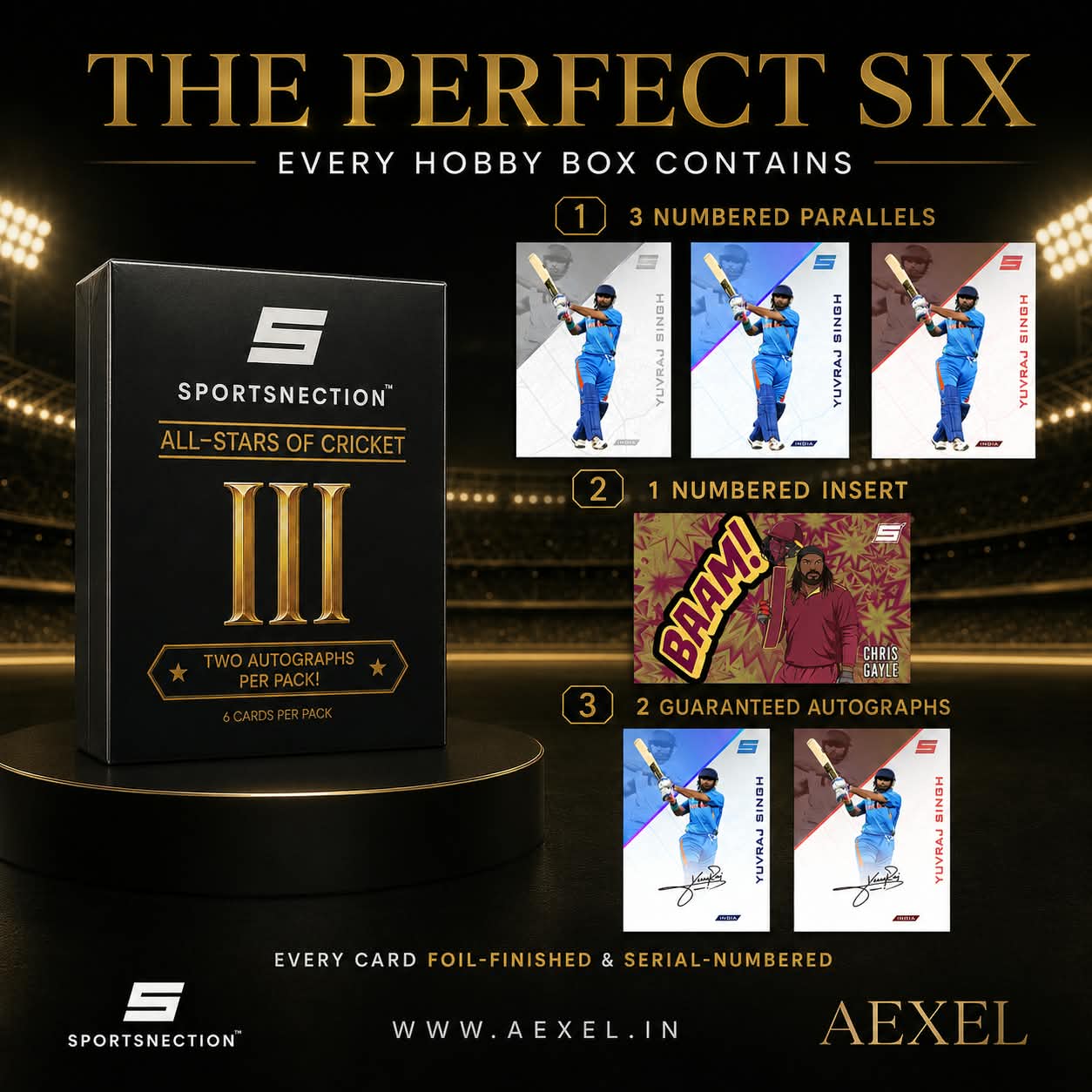 Sportsnection Series 3 All Stars of Cricket Hobby Box 2026 Official Cricket Trading Cards (5 Boxes)
