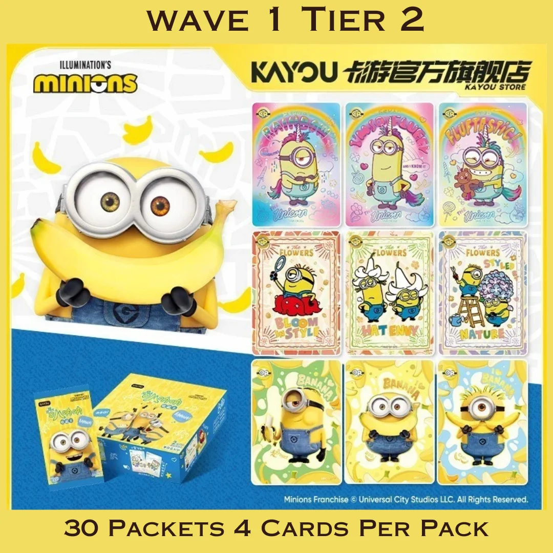 Kayou Minions wave 1 Tier 2 Trading Cards Booster Box | 30 Sealed Packs, 4 Cards Per Pack | 120 Collectible Cards | Despicable Me Minion Cards for Kids & Collectors