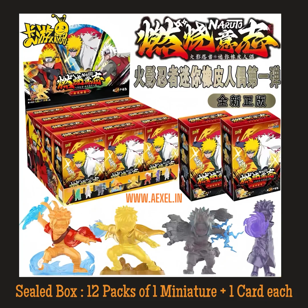 Kayou Naruto Figurine Blind Box Toy Booster Box 12 Packs Per Box 1 Toy Miniature + 1 XP Card Each Pack